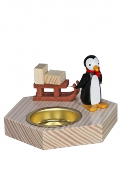 Teelichthalter Pinguin mit Schlitten 