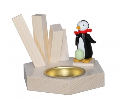 Teelichthalter Pinguin mit Ei 
