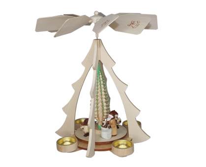 Teelicht-Pyramide mit Weihnachtsmann, nattur 