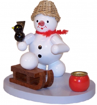 Kerzenhalter Schneemann mit Schlitten 